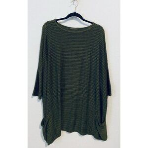 Cut Loose Top Womens One Size Olive Green Ribbed Oversized Boxy Lagenlook